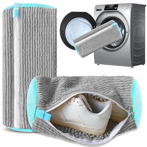 2Pcs Reusable Shoe Washing Machine Bag for Washer and Dryer:Free Up Hands, Prevent Deformation,shoe bag with Zipper Protection Design, Use for all Shoes,Sports Shoes(Gray) - color: A2-Gray