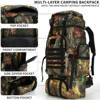 Hiking Backpack for Men 70L/100L Camping Backpack Military Rucksack Molle 3 Days Assault Pack for Climbing | Camping Backpack - color: 70l-huban