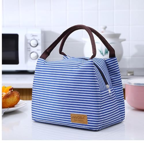 2PCS Lunch Bags Reusable Lunch Tote Bags Portable Lunch Cooler Bag Lunch Holder Insulated Lunch Box Bag for Picnic Office Beach (Blue+Red) - color: Blue+Red