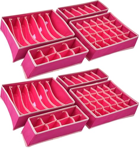 Dresser Drawer Organizer 8 Pack Clothes Underwear Sock Storage Magenta Drawer Dividers Grey Foldable Closet Organizer Storage Box Dresser Drawer Organizers - color: 8 Pack Magenta Dresser Drawer Organizer