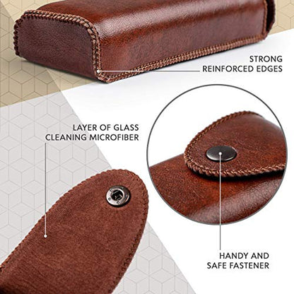 Hard Eyeglass Case With Belt Loop, PU Leather Glasses Case, Eyeglasses Cases, Reading Glass Case, Spectacles Box For Eyeglass, Classic Style Brown Eyeglass Case Small