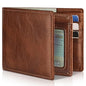 Artpaxy Mens Wallet Genuine Leather Bifold RFID Blocking Wallet for Men with 1 ID Window 13 Card Holders 2 cash pockets 1 Gift Box - color: Brown