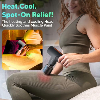 arboleaf Mini Thermacool Massage Gun, Heat and Cool Muscle Massager for Back Pain Relief, Hot Cold Percussion Massage, Heated Travel Massager Handheld Quiet, Gifts for Him Her - color: Midnight Gray