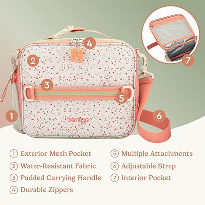 Bentgo Kids Lunch Bag (Whimsy & Wonder Collection) - Durable, Double-Insulated Lunch Bag for Kids 3+; Holds Lunch Box/Water Bottle/Snacks; Water-Resistant Fabric & Zip Pockets (Geo Speckle) - color: Geo Speckle