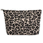 Brown Leopard Canvas Makeup Bag Organizer for Women & Girls - Large Capacity Travel Toiletry Pouch | Purse Organizer Cosmetic Zipper Bag - color: leopard print