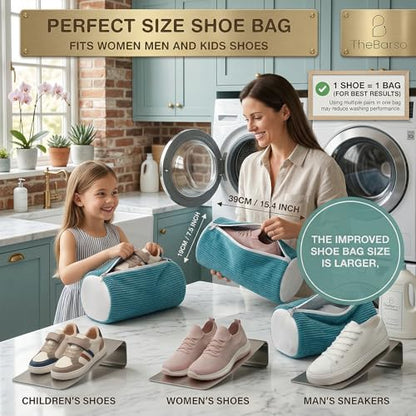 2 Pack Heavy Duty Shoe Wash Bags, 440g Reusable Sneaker Laundry Bags with Auto-Lock Zipper for Sneakers, Slippers & Boots – New2026 - color: Blue