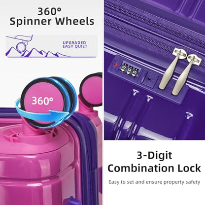 LARVENDER Luggage Sets 5 Piece Hardside Expandable Suitcase with Wheels Lock,PC+ABS Hardside Lightweight Rolling Suitcase for Women and Men,Midnight Berry - color: Midnight Berry, size: 5 Piece Set (20/24/28/DB/TB)