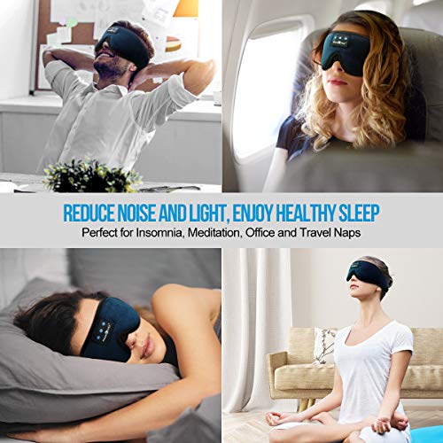 MUSICOZY Sleep Headphones, Bluetooth 5.4 Sleep Mask Headband Headphones Sleeping Eye Mask, Wireless Music Earbuds Earphones with HD Ultra-Thin Stereo Speakers for Side Sleepers Men Women - color: Navy Blue