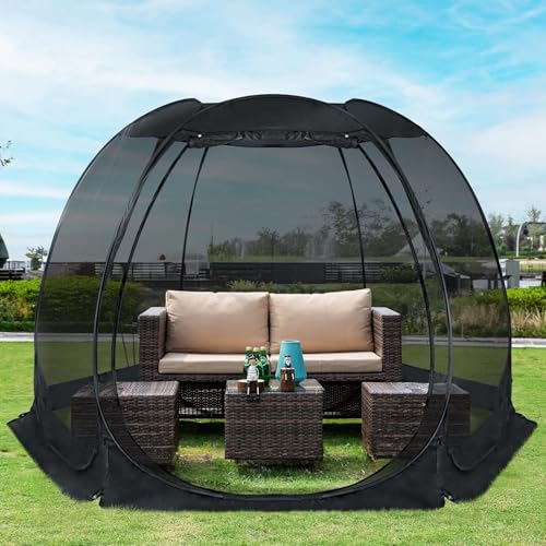 Alvantor Pop Up Screen House Tent, Instant Outdoor Gazebo with Mosquito Netting & UPF 50+ Sun Protection, Portable Canopy Shelter for Patio, Backyard, Camping (2-10 Person) - color: Black, size: 10'x10'