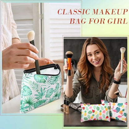 Eccliy 20 Pcs Summer Makeup Bag Cosmetic Bag Canvas Gifts Summer Themed Accessories for Girls Toiletry Pouch with Zipper for Women Party Shopping Home Travel, 8 x 5 Inch - size: 8 x 5 Inch, style: Summer