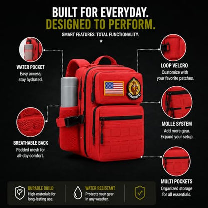 9L Mini Tactical Backpack for Men Women,Small Military Tactical Backpack for Sport,Gym,Hiking,Travel,Camping(Red) - color: Red