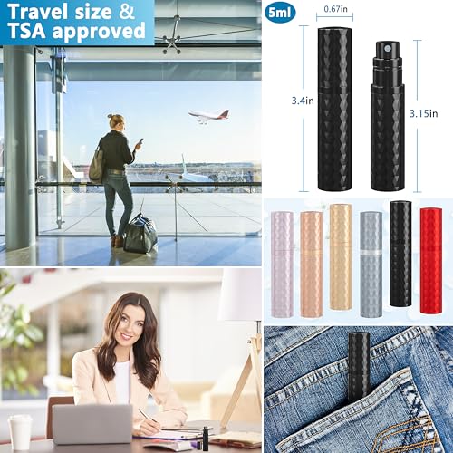 Travel Perfume Atomizer Bottle Refillable - 5ml Leakproof Fragrances Perfume Atomizer, Portable Perfume Sprayer, Perfume Refillable Bottle for Traveling (Black) - color: Black