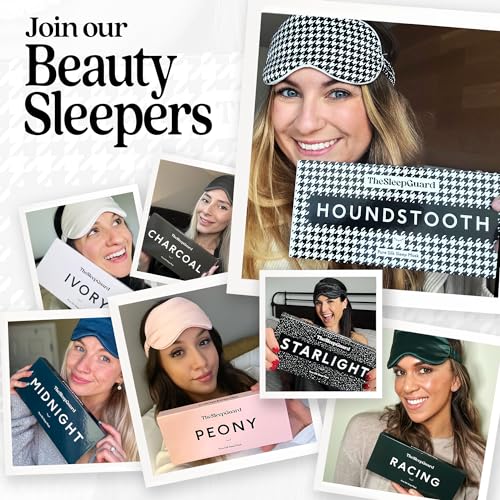 TheSleepGuard Pure Silk Sleep Mask [100% 6A Mulberry Silk, 22 Momme] Light Blocking Travel Essentials. Eye Masks for Sleeping. Black Oeko-Tex Blindfold. Eye Covers for Men & Women - color: Houndstooth