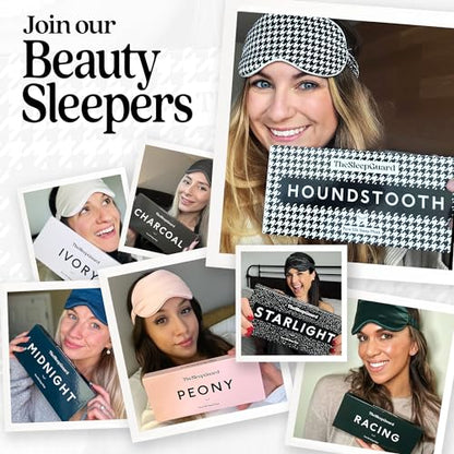 TheSleepGuard Pure Silk Sleep Mask [100% 6A Mulberry Silk, 22 Momme] Light Blocking Travel Essentials. Eye Masks for Sleeping. Black Oeko-Tex Blindfold. Eye Covers for Men & Women - color: Houndstooth