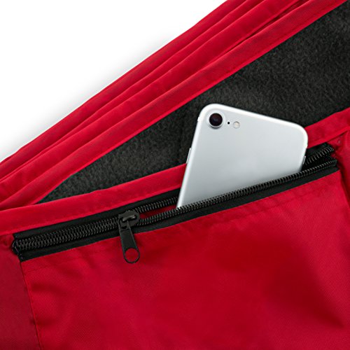 DOWN UNDER OUTDOORS Large Waterproof Windproof Extra Thick 350 GSM Quilted Fleece, or Sherpa Stadium Blanket - color: Red