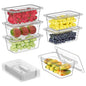 1/4 4'' 6 Pack Plastic Food Pans With Lids, Clear Food Pan, Commercial Stackable Polycarbonate Freezer-Safe for Fruits Vegetables Restaurant Kitchen - color: 1/4 4"6 Pack