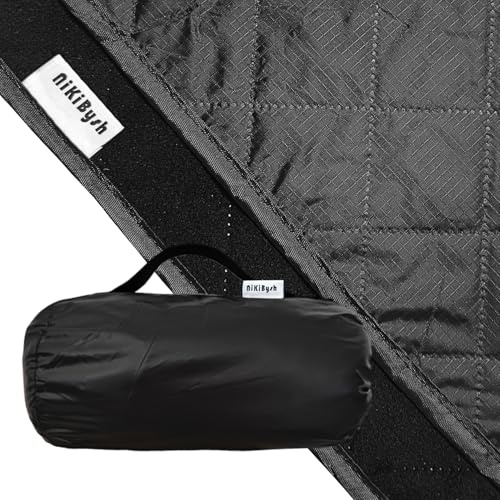 Large Outdoor Blanket Waterproof Quilted,Thick Warm Fleece Blanket for Stadium Camping Picnics Beaches Pets Sports - Sandproof Windproof Washable Portable - Black - color: Black