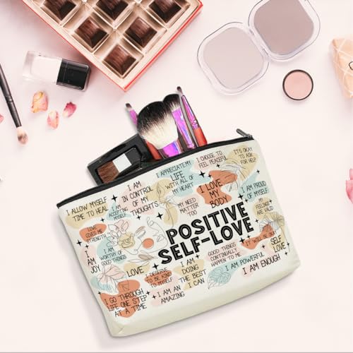 Positive Affirmations Makeup Bag Self Love Gifts Mental Health Inspirational Gifts for Female Sister Girl Friend Colleagues Coworker Birthday Friendship Mothers Day Nurse Day Travel Toiletry Bag - color: Multicolor632
