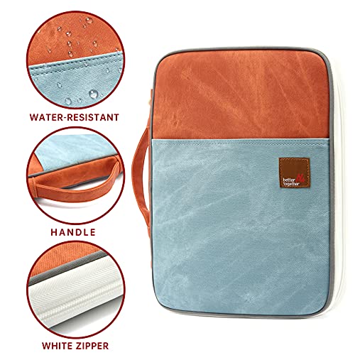 Lanola A4 Document Bags Portfolio Waterproof Business File Holder Travel Gear Organizer Electronics Accessories Bag - color: Grey and Light Blue