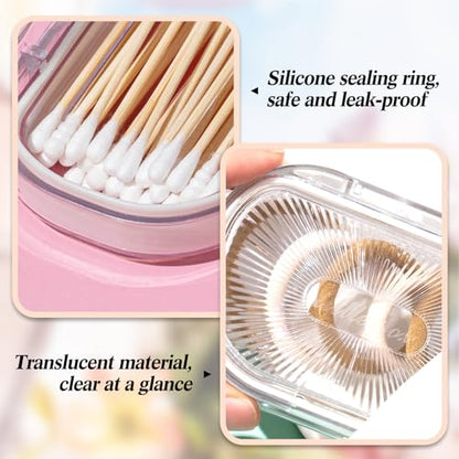 Kigley 4 Pcs Hair Tie Container Small Portable Travel Cotton Swab Holder Flosser Dispenser with Lid Plastic Box Beads Storage Containers for Small Items, 3.94 x 2.76 Inch (White) - color: White