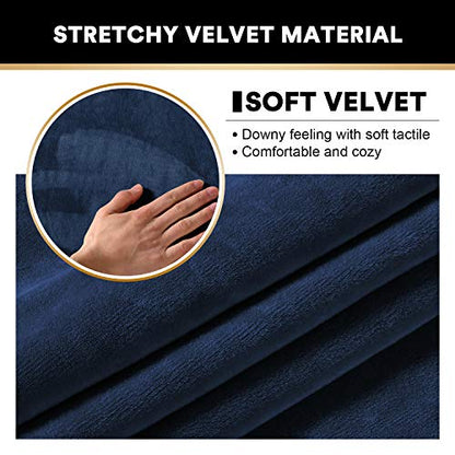 PrinceDeco 2 Pack Thick Velvet Stretch Armrest Covers for Chairs and Sofas Armchair Covers for Arms Couch Arm Covers Armrest Covers for Sofa Non Slip, Navy - color: Navy