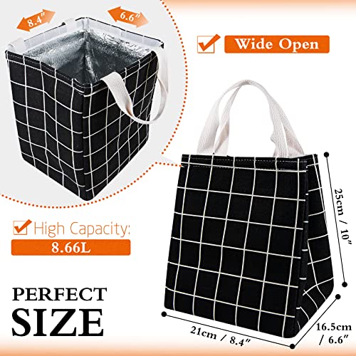 Lunch Bag Insulated Lunch Box for Women Men,Reusable Adult Lunch Tote Bags for Work or Travel (Black Plaid) - color: Black Plaid