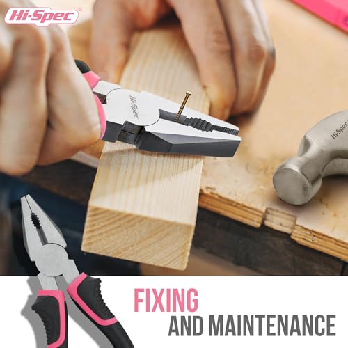 Hi-Spec Pink Tool Set 20-Piece. Ladies’ Starter Basic Hand Tools in a Compact Toolbox Case for Household and Office Repairs and Maintenance. - color: Light Pink