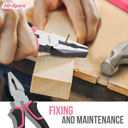Hi-Spec Pink Tool Set 20-Piece. Ladies’ Starter Basic Hand Tools in a Compact Toolbox Case for Household and Office Repairs and Maintenance. - color: Light Pink