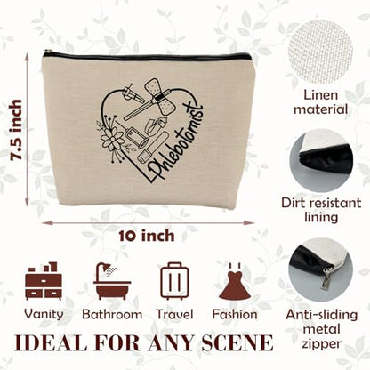 Phlebotomist Gifts,Nurse Phlebotomist Makeup Bag for Women, Future Nurse Gifts Supplies Cosmetic Bag Travel Toiletry Bag for Women, Stethoscope Medical Zipper Makeup Pouch - color: Phlebotomist