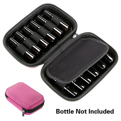 Hipiwe Hard Shell Essential Oil Carrying Case Holds 12 Bottles (Can hold 5ml, 10ml, &10ml Rollers) Travel Size Essential Oils Bag Organizer (Pink) - color: Pink