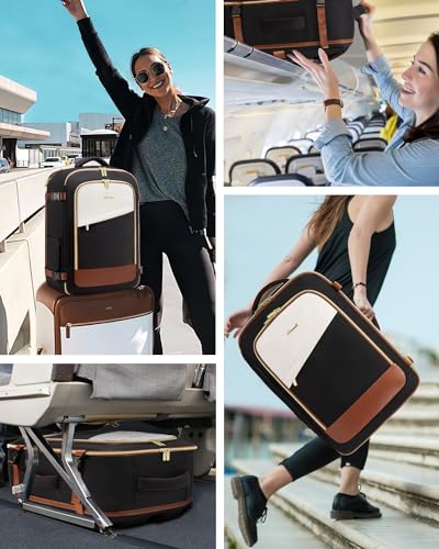 LOVEVOOK Travel Backpack for Women, 40L Carry On Backpack Flight Approved, Large Personal Item Bag Fits 17 inch Laptop, TSA Approved Luggage with 3 Packing Cubes,Waterproof Weekender Gym Daypack - color: Black-white-brown, size: 40L