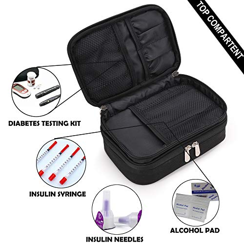 apollo walker Insulin Cooler Travel Case, TSA Approved Diabetic Medication Cooler with Ice Packs and Insulation Liner for Insulin Pens & Supplies - color: Black, size: Medium