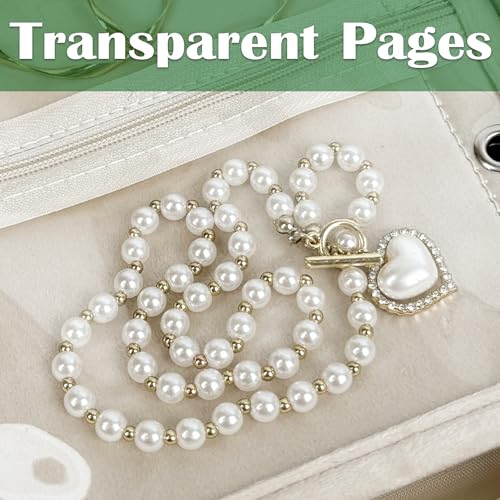 Travel Jewelry Organizer Case,Small Jewelry Bags for Traveling, Jewelry Binder with 24 Pcs Clear Zipper Velvet Pouches (Inner Pages,Beige,3 PCS) - color: Inner Pages,Beige,3 PCS