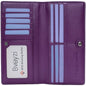 Bveyzi Ultra Slim Thin Leather RFID Blocking Credit Card Holder Bifold Clutch Wallets for Women - color: Purple
