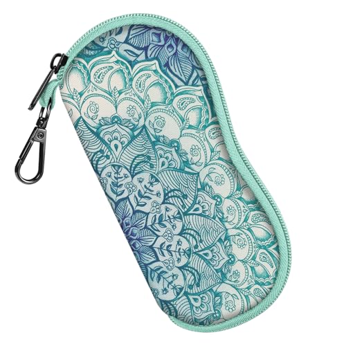 FINTIE Glasses Case with Carabiner, Ultra Light Portable Neoprene Zipper Sunglasses Soft Case - color: Emerald Illusions