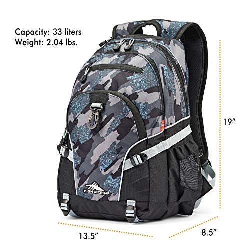 High Sierra Loop Backpack, Travel, or Work Bookbag with tablet sleeve, One Size, Graffiti/Black/Ash - color: Graffiti/Black/Ash