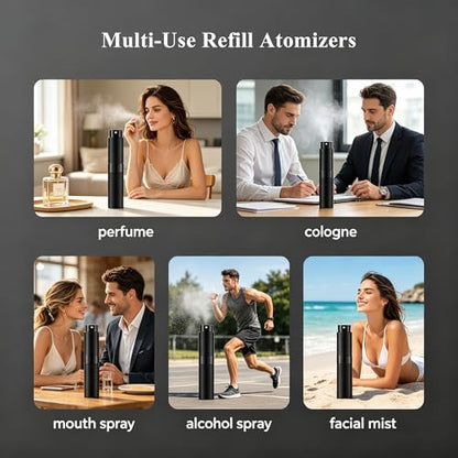 8ML Refillable Travel Perfume Atomizer, Leak Proof Empty Cologne Spray Bottle, Portable Sprayer Travel Essentials for Men Women, 5-Pack - size: M8ml-Bottle-5Pcs