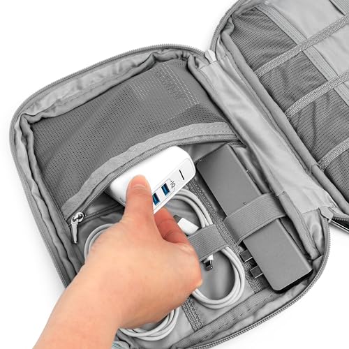 PAVILIA Travel Cord Organizer, Electronic Organizer Travel Case, Tech Case Cable Storage, Small Charger Cord Bag Pouch, Accessories Tech Gifts for Men Women, Gray - color: Heather Grey