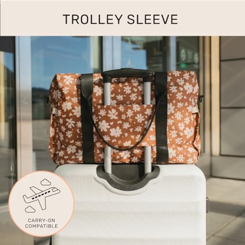 Jadyn Austin Carry-On Travel Duffel Bag for Women, 18” Weekender Bag with Laptop Sleeve, Durable Material, and Trolley Sleeve, Ideal for Work, Gym, and Overnight Trips (Terracotta Blossom) - color: Terracotta Blossom