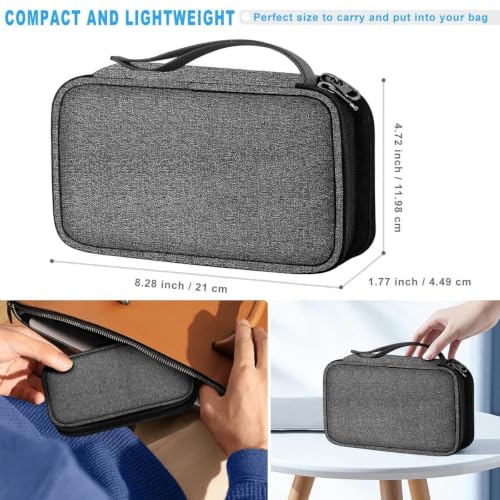 ZINMARK Portable Cable Organizer Case,Travel Pouch with Double-Layer Storage for Cables,Chargers,Earbuds & Phone,Dark Gray Black - color: Dark Gray Black
