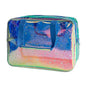 Holographic Blue Clear Star Large Cosmetic Bag and TPU Travel Pouch with Handle,Durable Material,Zipper Design-Ideal for Makeup,Travel Essentials (Holographic Blue+Star) - color: Holographic blue+Star