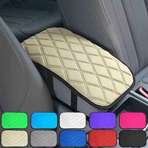 FH Group Neosupreme Beige Diamond Pattern Center Console Pad – Water-Resistant Armrest Cover Protector for Cars, SUVs & Trucks - color: Beige, style: Console Cover (Diamond)