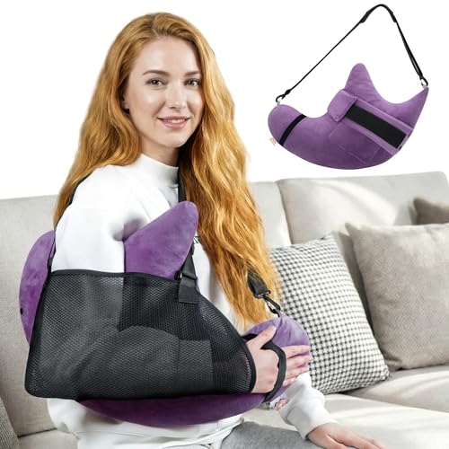 Shoulder Surgery Pillow for Rotator Cuff Pain Impingement Replacement Recovery Aids Side Sleepers Body Post Arm Injury Support Relief Supplies Broken Collarbone Must Haves with Forearm Sling - color: Violet, size: with Forearm Sling