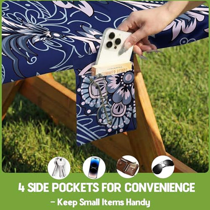 Picnic Table Cover with Bench Covers Waterproof Elastic Rectangle Reusable Folding Tablecloth Manteles Mantelería Camping Essentials Rv Car Travel Supplies Table Cloth Outdoor Road Trip Camper Gifts - color: Blue Paisley, size: 72in