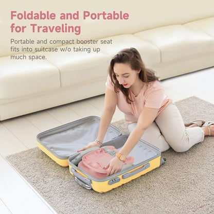 YOLEO Baby High Chair Booster Seat for Dining Table, Foldable High Chairs with Adjustable Heights, Travel Booster Seat with Removable Tray - color: Pink, size: No Cushion