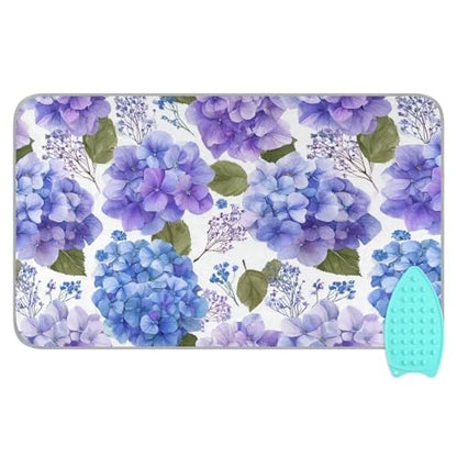 Purple Hydrangea Herb Ironing Mat for Table top Portable Ironing Pad Blanket for Washer Dryer Countertop Travel - color: Purple Hydrangea Herb