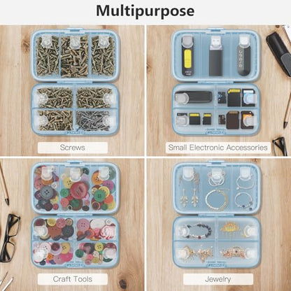 FYY Weekly Pill Organizer with Labels,8 Compartments Travel Daily Pill Case Airtight Moistureproof Large Pill Box to Hold Vitamins, Fish Oil, Supplements,Cotton Swab and Bandages-Blue - color: Blue