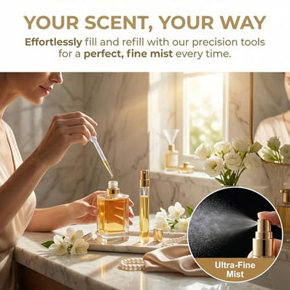 50Pcs 10ml Mini Spray Bottles, Empty Clear Glass Mist Spray Bottle Refillable Mini Perfume Atomizer Travel Sample Bottle Lids Fine Mist Perfume Atomizer Makeup Container