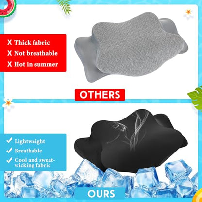 Hahafelt Cooling Cervical Neck Pillowcase Cover (Only Pillow Case) Ergonomic Pillowcase with Zipper Breathable Contour Pillow Cover for Side Back Stomach Sleepers(Black,Standard Size) - color: Black, size: Standard