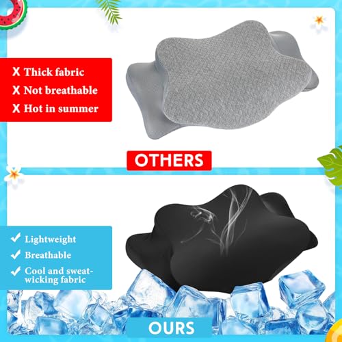 Hahafelt Cooling Cervical Neck Pillowcase Cover (Only Pillow Case) Ergonomic Pillowcase with Zipper Breathable Contour Pillow Cover for Side Back Stomach Sleepers(Black,Queen Size) - color: Black, size: Queen